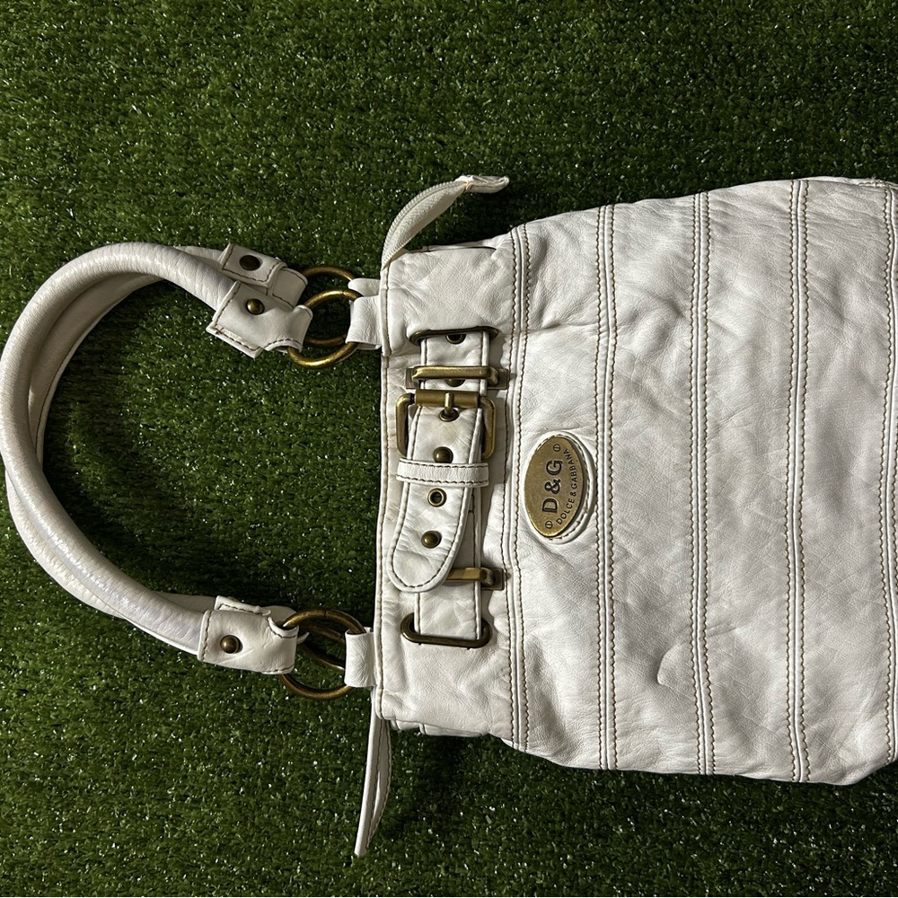 Dolce & Gabbana White Quilted Shoulder Bag with Gold Clasp